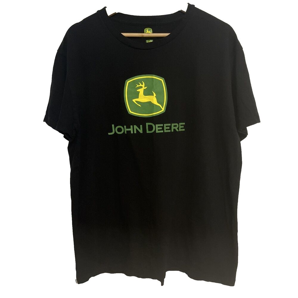 John Deere Mens Large T-Shirt Made in Mexico USA Fabric Logo Deer Farm Tractor